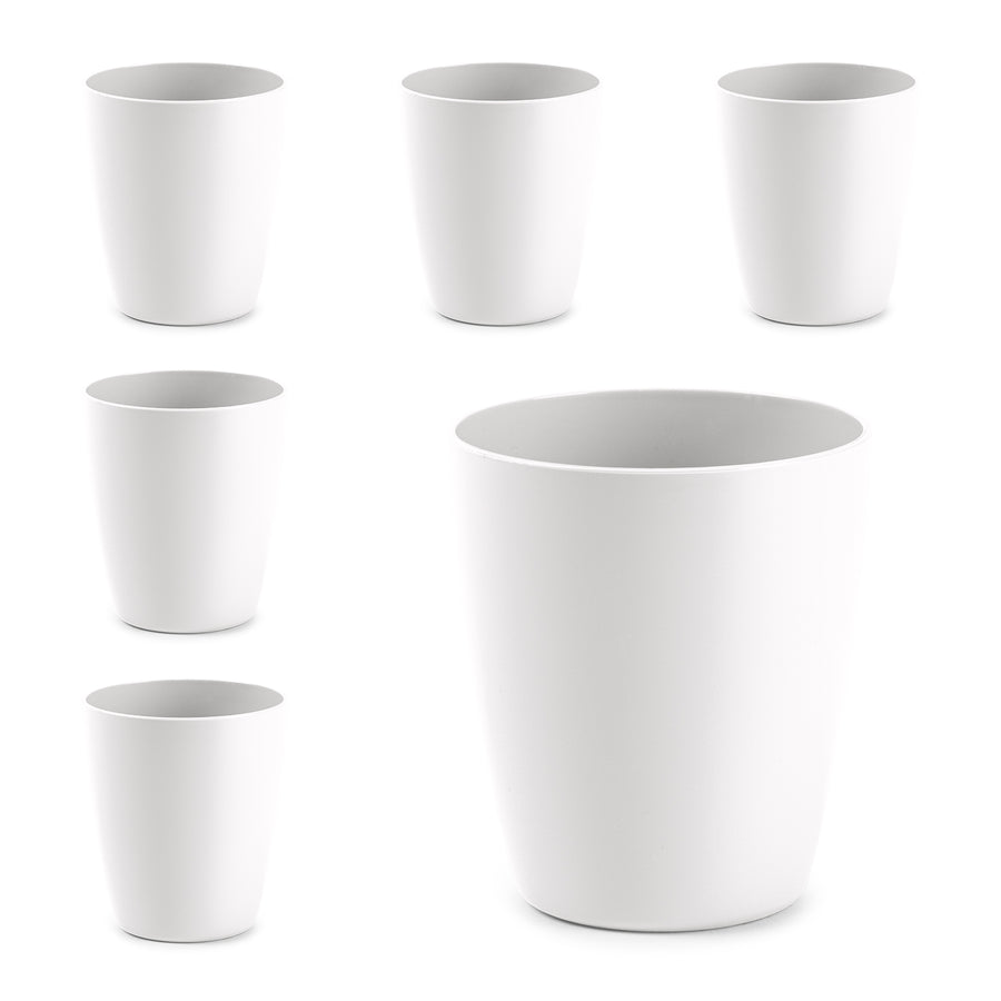 Plastic Forte Classic  - Set de 6 Vasos de Agua de 400 ml Reutilizables. Ideal Fiestas. Blanco