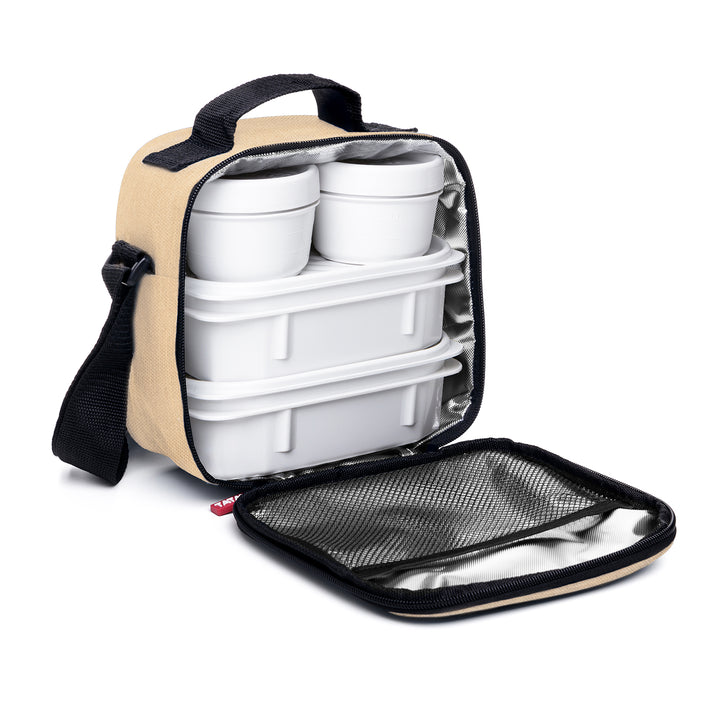 TATAY Urban Food Casual - Bolsa Térmica Porta Alimentos 3L con Recipientes. Peach Fuzz