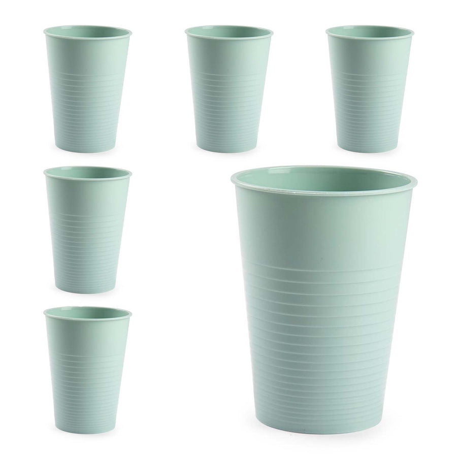 Plastic Forte - Lote de 6 Vasos de Agua de 360 ml Reutilizables. Ideal Fiestas. Verde