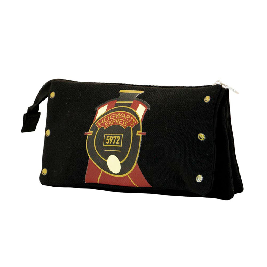 HARRY POTTER HS Express - Estuche Escolar Triple Portatodo con 2 Cremalleras. Negro