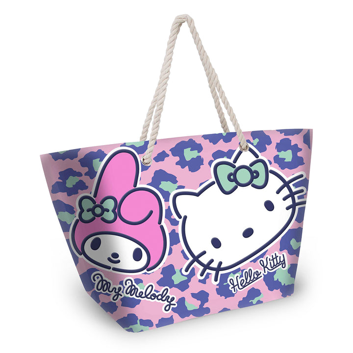 KARACTERMANIA - Bolsa de Playa con Asas y Cierre de Cremallera. Hello Kitty Safari
