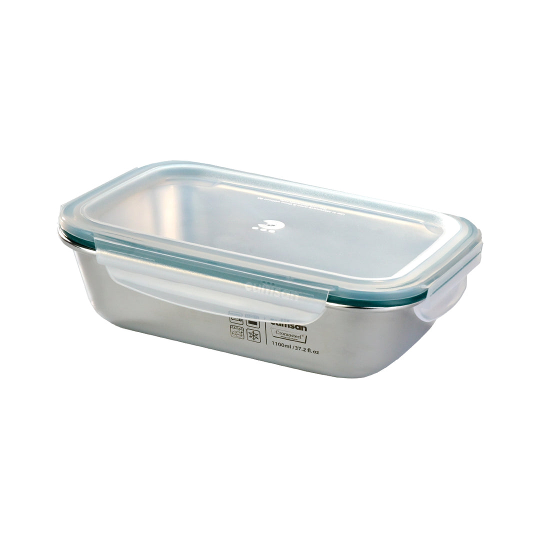 Cuitisan Simple - Recipiente Rectangular de 1.1L en Acero Inoxidable Apto Microondas