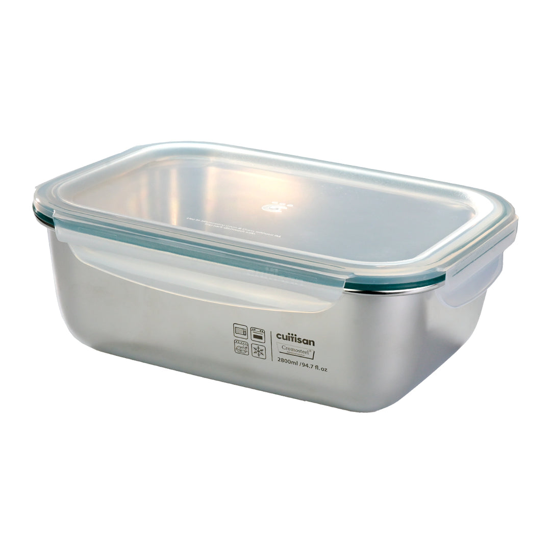 Cuitisan Simple - Recipiente Rectangular de 2.8L en Acero Inoxidable Apto Microondas