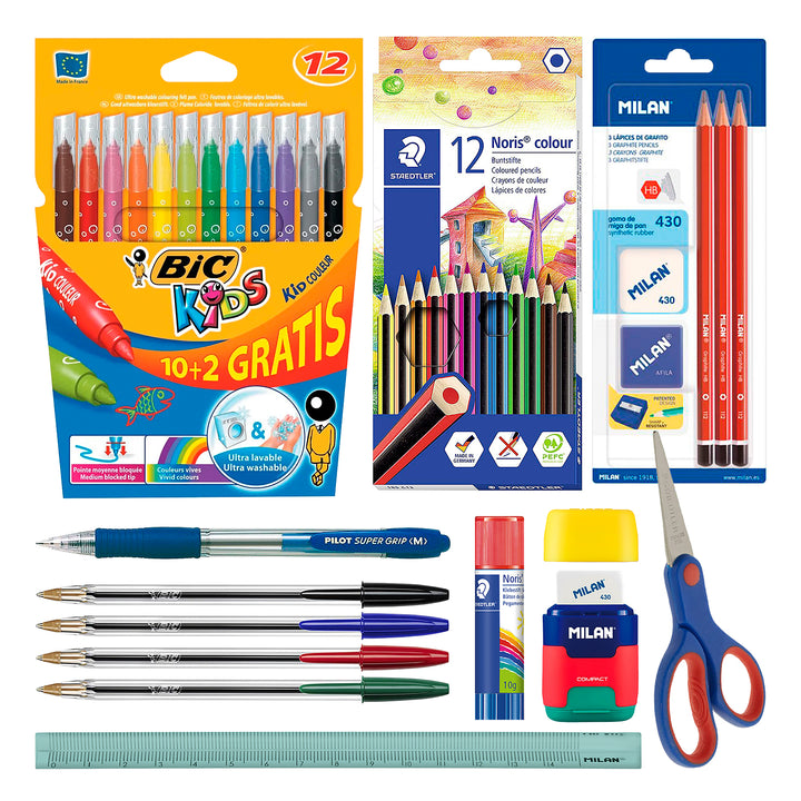 EcoPack Basic 38 - Pack Ahorro Completo con Material Escolar de Primeras Marcas