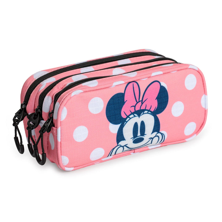 DISNEY Minnie Closer - Estuche Escolar Triple Portatodo Tres Cremalleras TRICK FAN Rosa