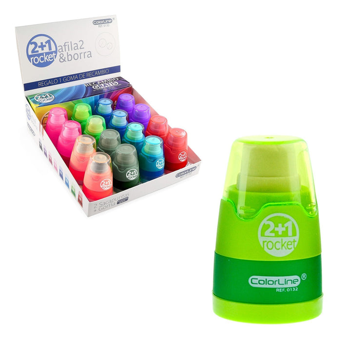Goma con Sacapuntas Doble SDI "Rocket" con Recambio. Color