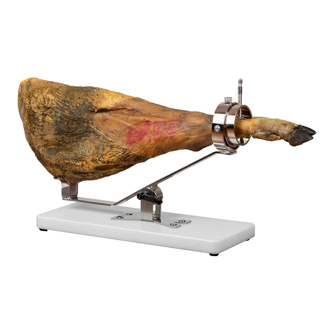 BELLO Teide - Soporte Jamonero Basculante Fibra y Acero Inoxidable Cabezal Giratorio. Granito