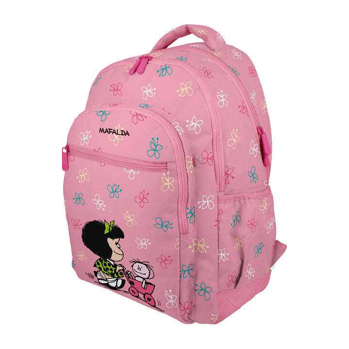 Grafoplás - Mochila Escolar 3 Cremalleras con Divisor Portátil y Adaptable Carrito. Mafalda Baby Cart