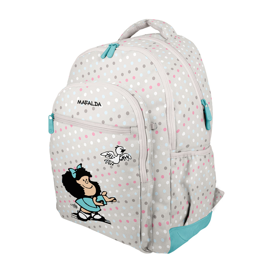 Grafoplás - Mochila Escolar 3 Cremalleras con Divisor Portátil y Adaptable Carrito. Mafalda Bird