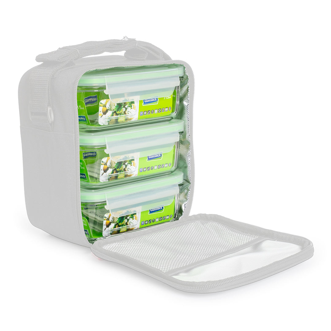 Glasslock Classic - Pack de 3 Recipientes Herméticos Rectangulares de 0.7L en Vidrio Templado