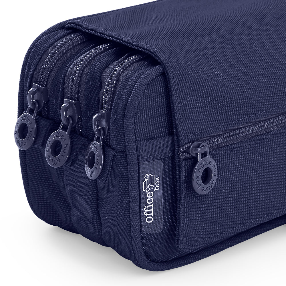 ColePack Pro - Estuche Triple de 3 Cremalleras con Material Escolar Incluido. Azul Marino