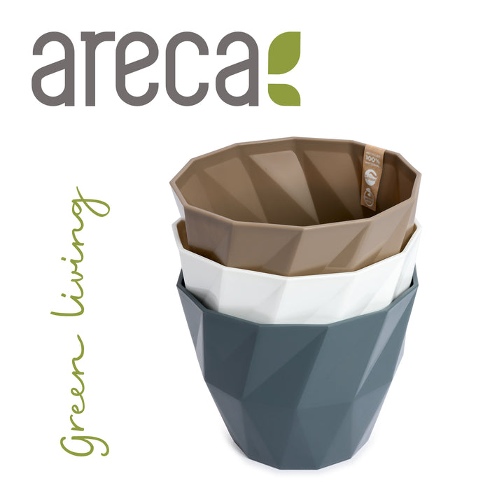 Areca Quartz - Maceta Redonda Decorativa 17 cm con Textura. Taupe