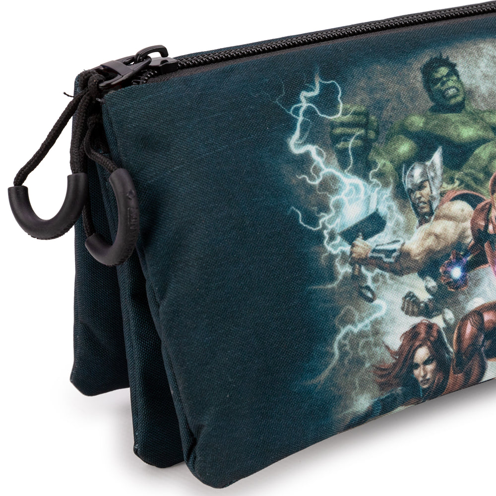 MARVEL Los Vengadores - Estuche Escolar Triple Portatodo con 2 Cremalleras. Troupe