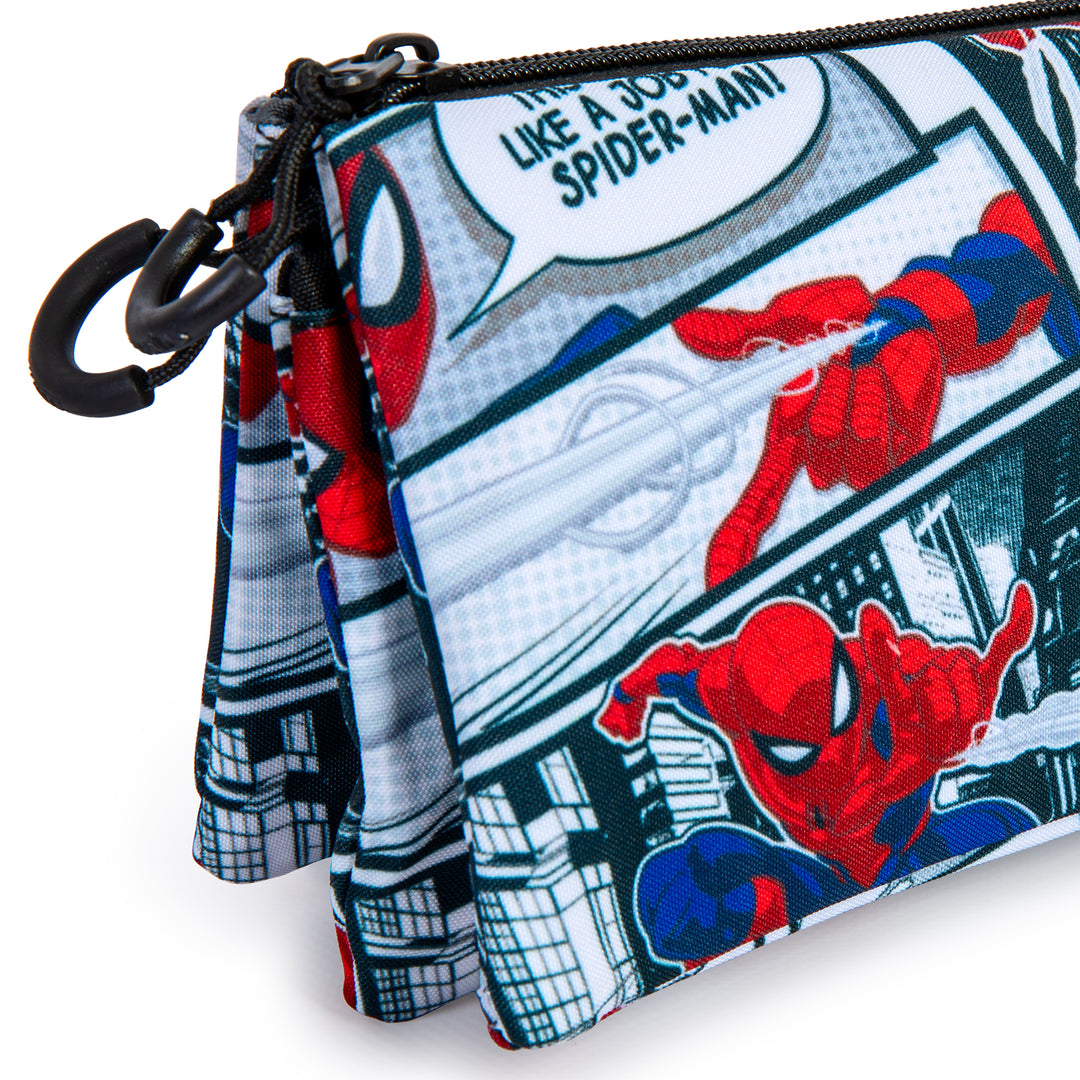 MARVEL Spiderman - Estuche Escolar Triple Portatodo con 2 Cremalleras. Stories