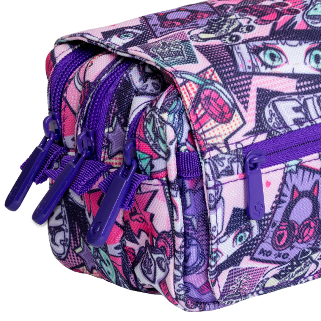 Grafoplás Design - Estuche Portatodo Triple con Solapa para Material Escolar. Manga