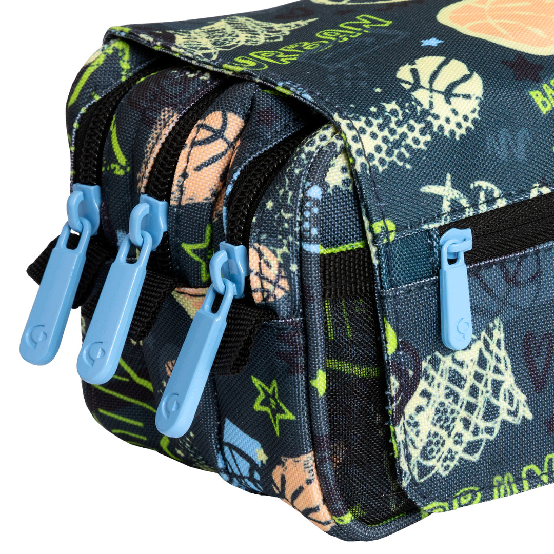 ColePack Design - Estuche Triple de 3 Cremalleras con Material Escolar Incluido. Streetball