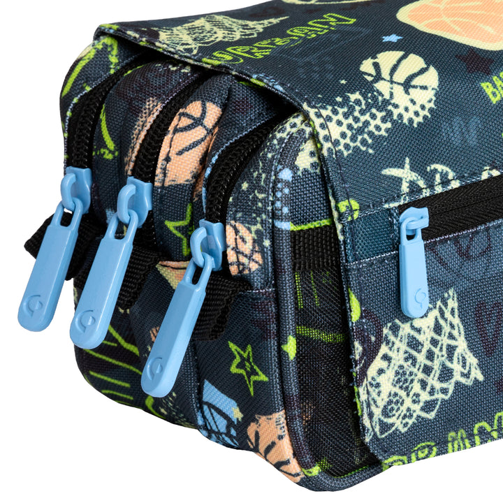 ColePack Design - Estuche Triple de 3 Cremalleras con Material Escolar Incluido. Streetball