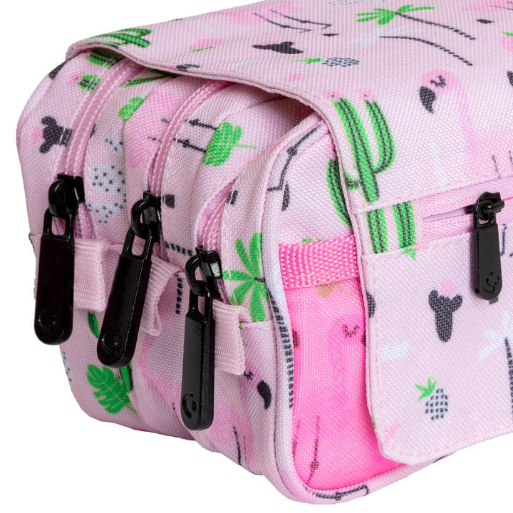 ColePack EcoDes - Estuche Triple de 3 Cremalleras con Material Escolar Incluido. Tropical