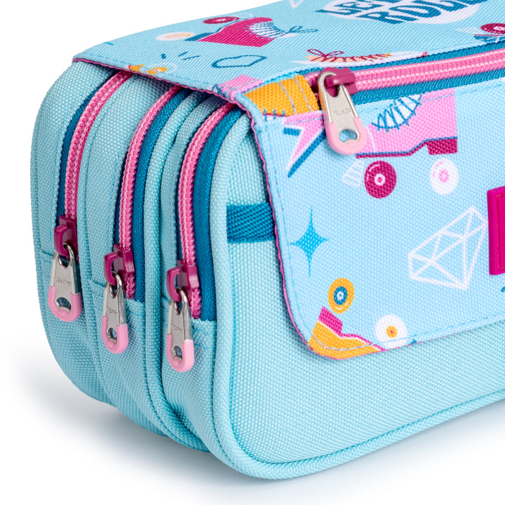 ColePack ECO Milan - Estuche Triple de 3 Cremalleras y Material Escolar Incluido. Roller