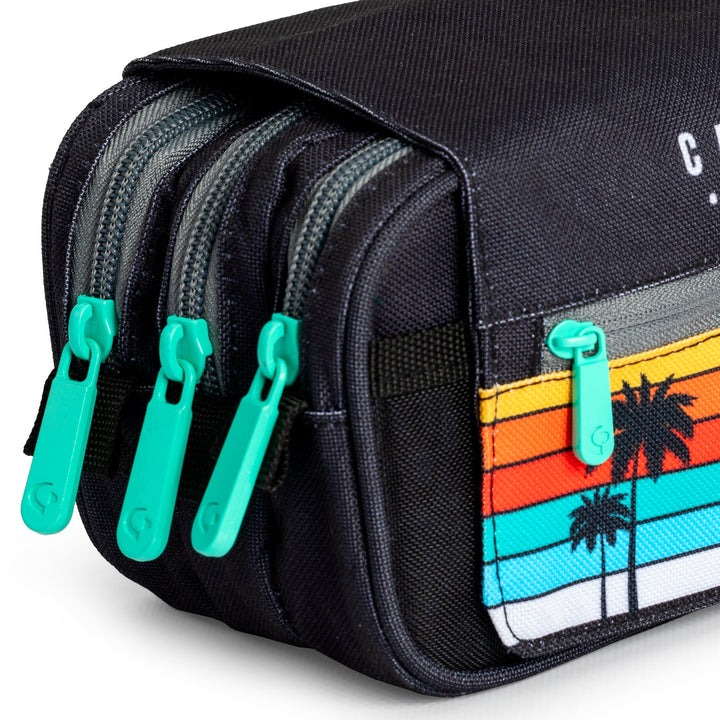 ColePack EcoDes - Estuche Triple de 3 Cremalleras con Material Escolar Incluido. California