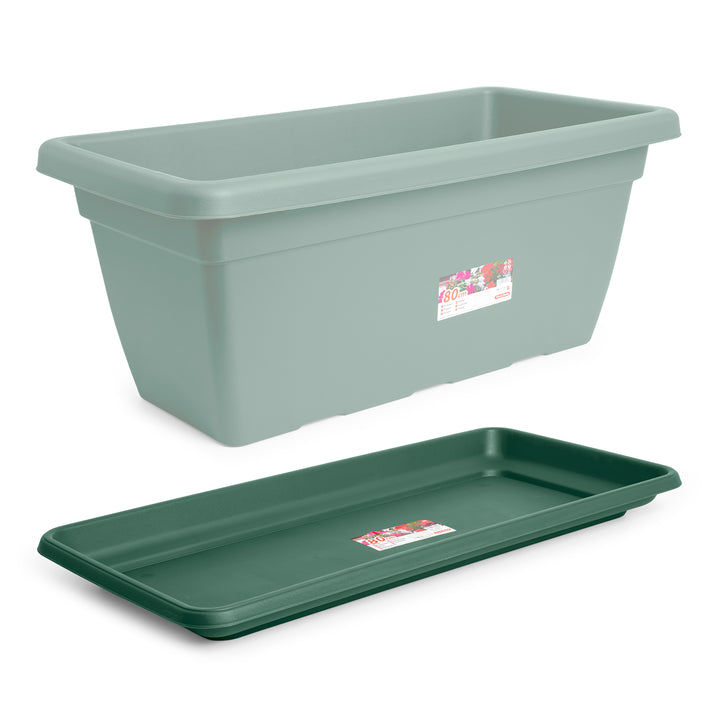 Plastic Forte - Plato para Jardinera Rectangular Reforzada de 80 cm Ancha. Verde