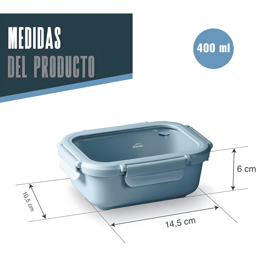 LACOR Ceram - Recipiente Rectangular de Cerámica y Tapa de Cristal Apto Microondas