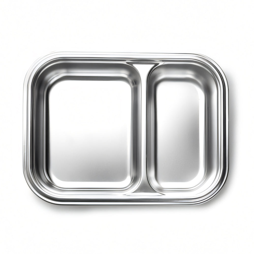 LACOR TwoGo - Recipiente Rectangular de 0.45L + 0.28L en Acero Inoxidable Apto Microondas