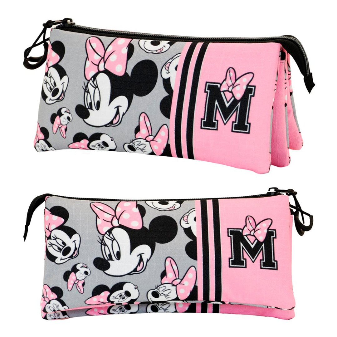 ColePack Minnie - Estuche Triple de 2 Cremalleras con Material Escolar. Ribbons