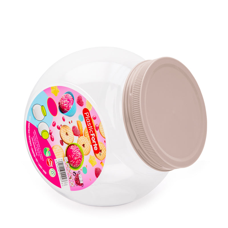 Plastic Forte Candy - Juego de 2 Botes para Golosinas 1L con 2 Posiciones. Marrón