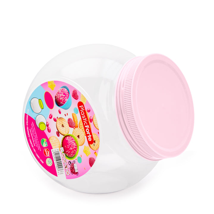 Plastic Forte Candy - Juego de 2 Botes para Golosinas 1L con 2 Posiciones. Rosa