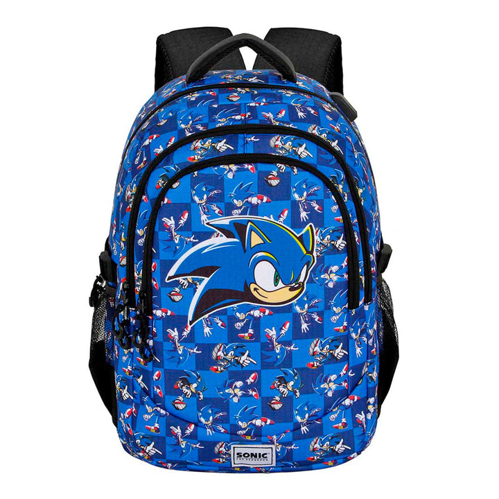 SONIC Action - Mochila Escolar Impermeable Running Plus para Portatil y USB. Azul