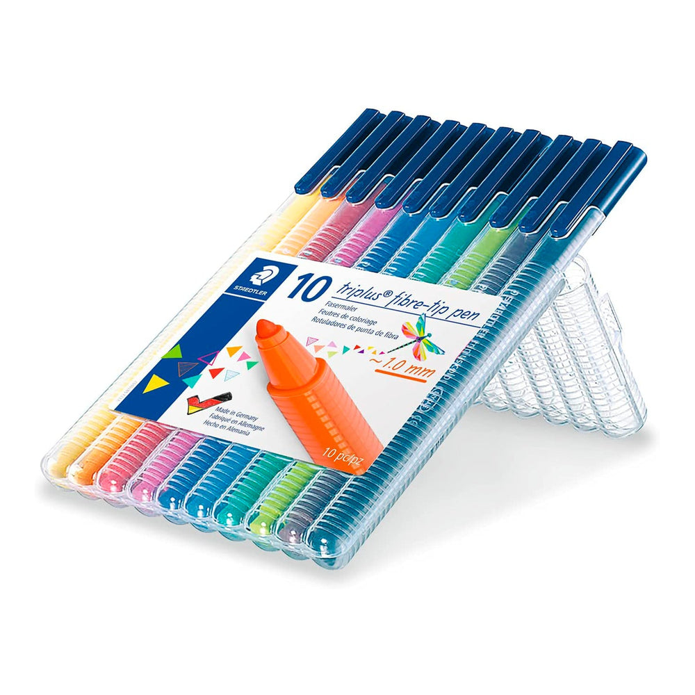 STAEDTLER Triplus Color - Estuche con 10 Rotuladores de Colores con Punta de Fibra