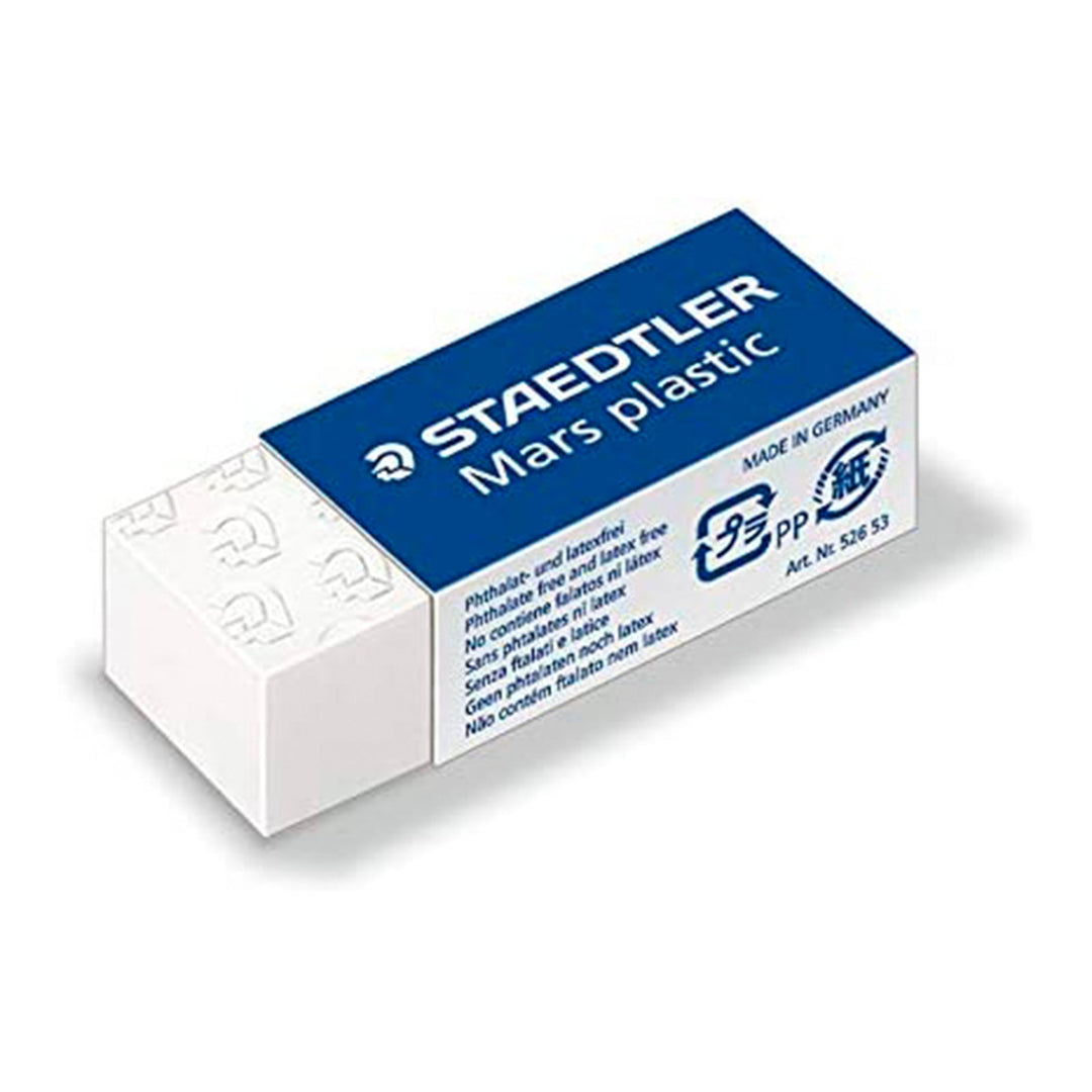  STAEDTLER Mars Plastic - Set de 2 Gomas de Borrar Profesionales de Precisión. Blanco