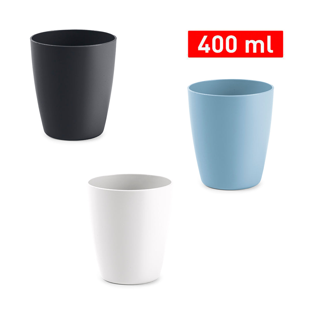 Plastic Forte Classic  - Set de 6 Vasos de Agua de 400 ml Reutilizables. Ideal Fiestas. Grafito