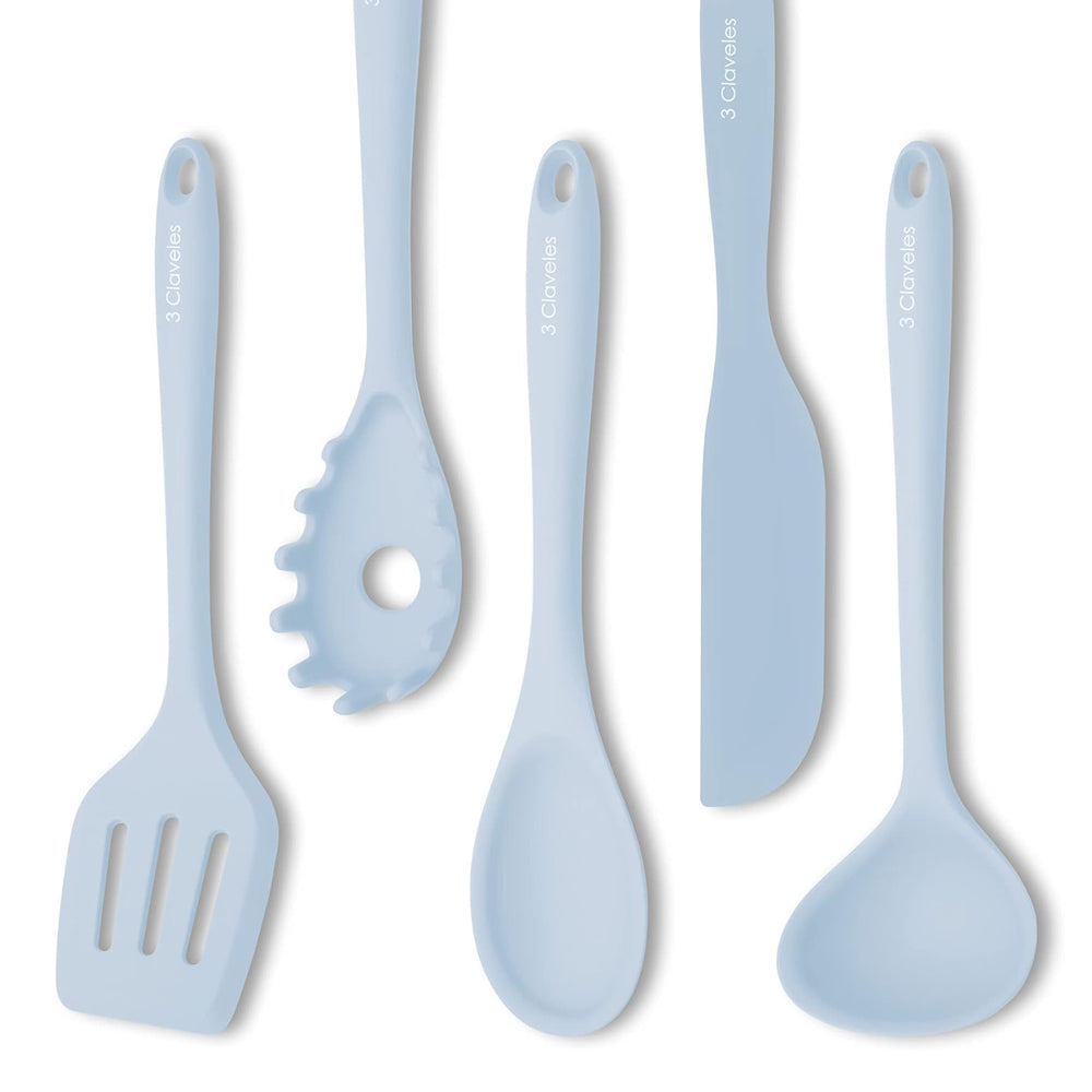 3 Claveles - Set de 5 Piezas de Menaje para Cocina en Silicona con Soporte de Mesa