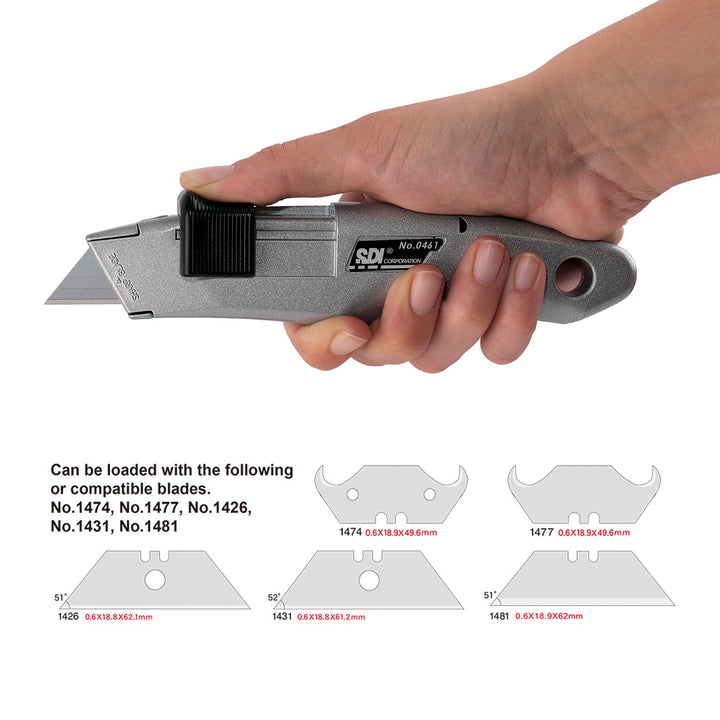 Cutter Profesional SDI Metálico Auto-Retráctil con 2+5 Cuchillas SK2+Cr de Repuesto