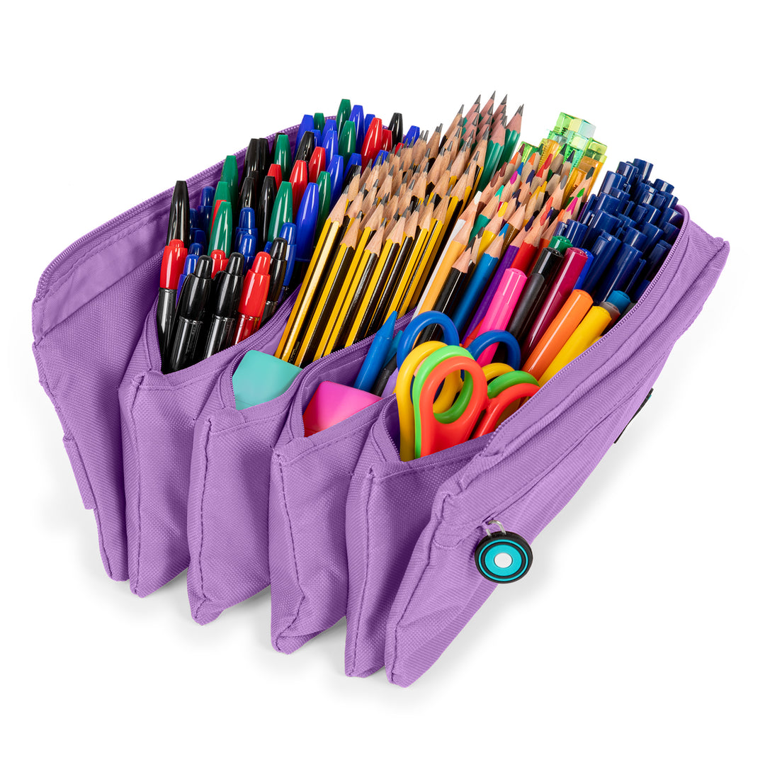 ColePack Eco36 - Estuche Cuadruple de 4 Cremalleras con Material Escolar Incluido. Lavanda