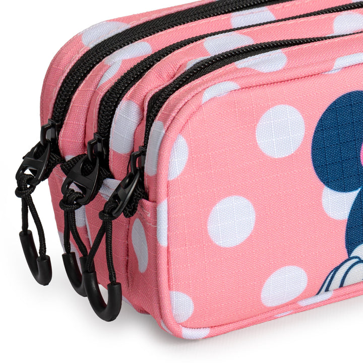 DISNEY Minnie Closer - Estuche Escolar Triple Portatodo Tres Cremalleras TRICK FAN Rosa