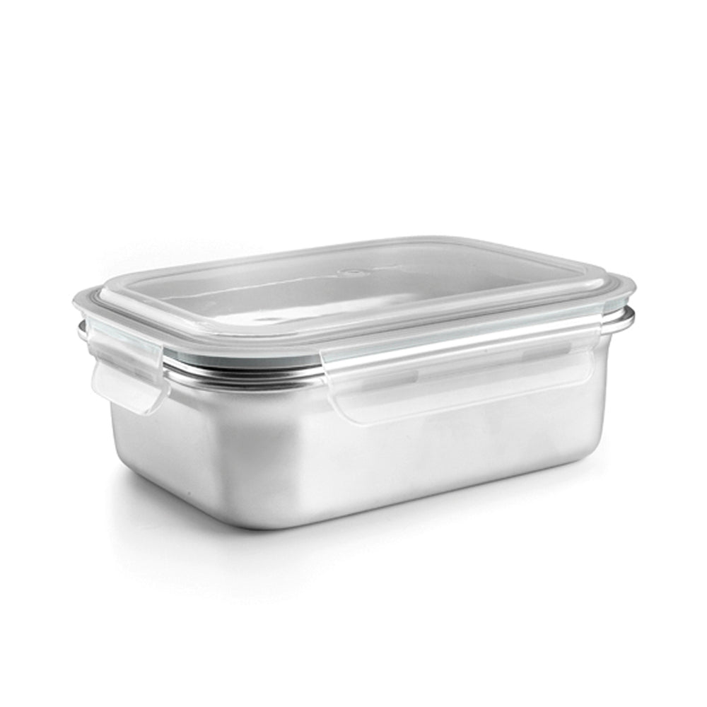 IBILI Keepklin - Lote de 3 Recipientes Rectangulares de 0.4L, 0.6L y 1.2L en Acero Apto Microondas