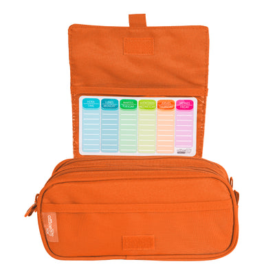 ColePack Pro - Estuche Triple de 3 Cremalleras con Material Escolar Incluido. Naranja
