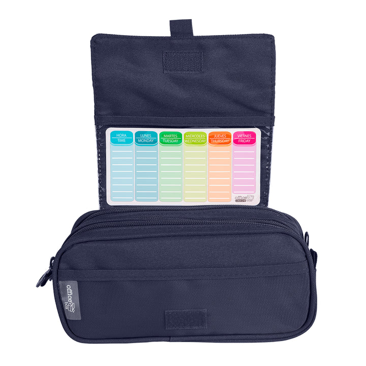 ColePack Pro - Estuche Triple de 3 Cremalleras con Material Escolar Incluido. Azul Marino