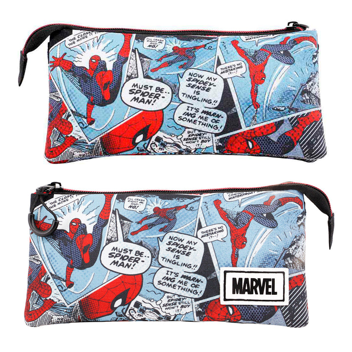 MARVEL Spiderman - Estuche Escolar Triple Portatodo con 2 Cremalleras. Brush