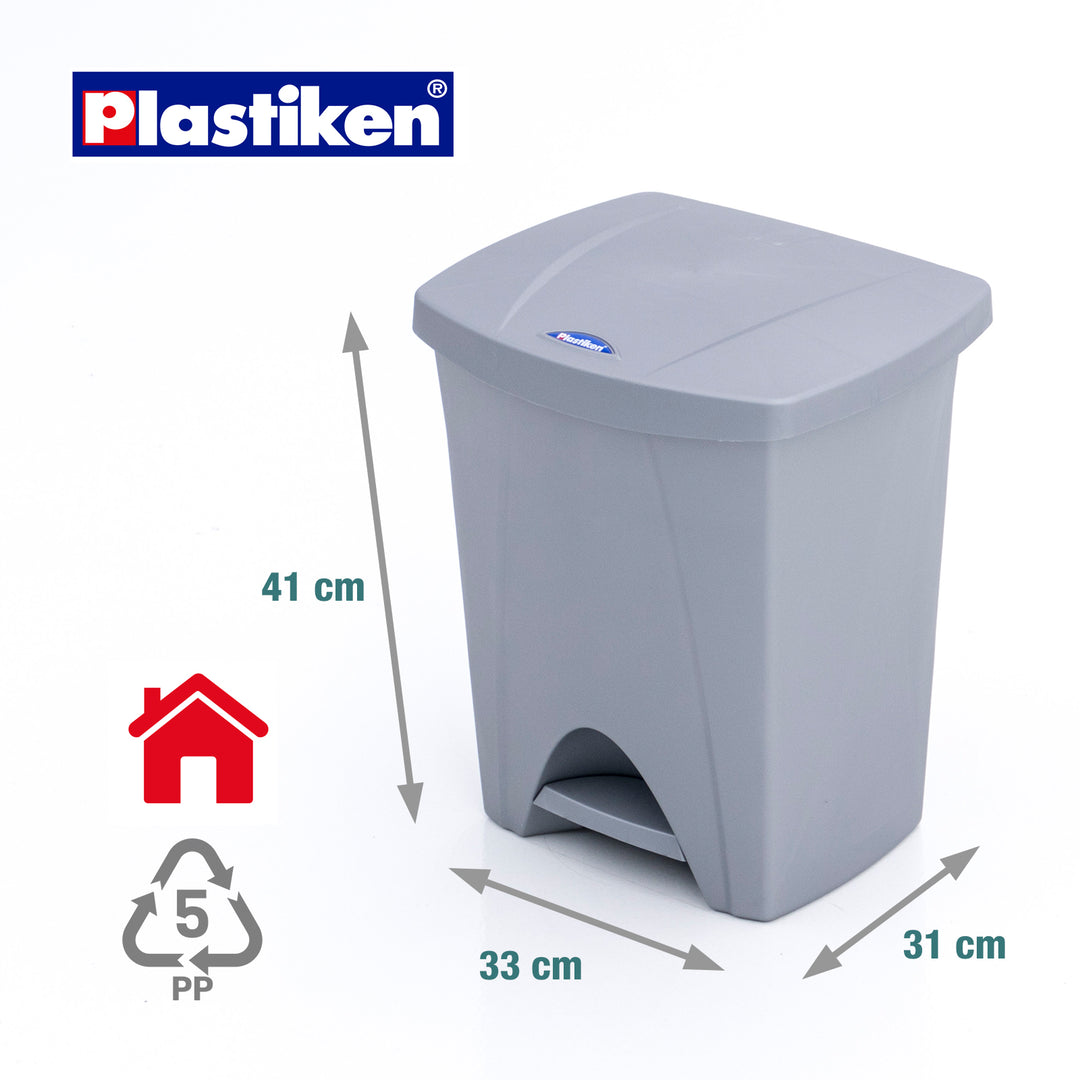 Plastiken Nature - Cubo de Basura 25L con Pedal para Cocina. Negro con Tapa Verde