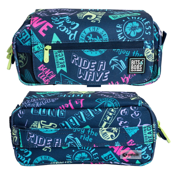 ColePack EcoDes - Estuche Triple de 3 Cremalleras con Material Escolar Incluido. Beach