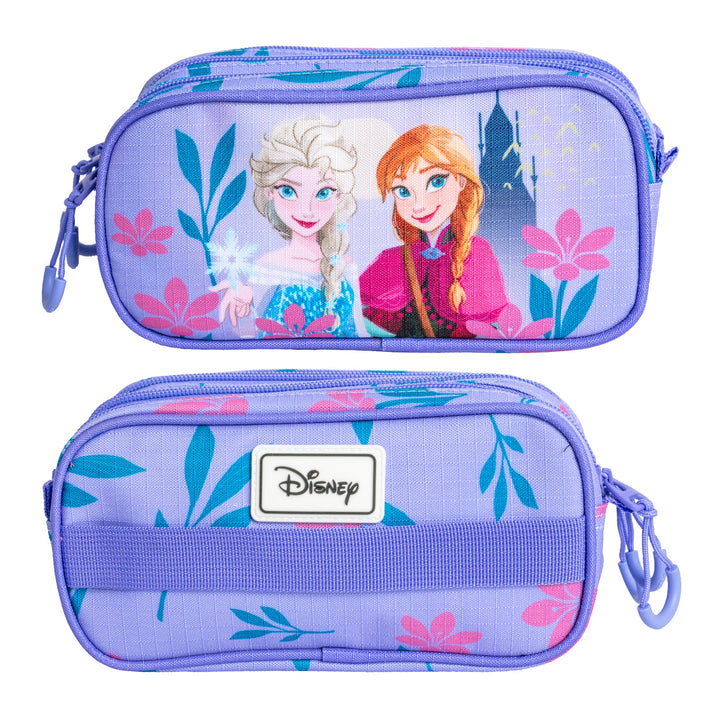 DISNEY Frozen 2 Dear - Estuche Escolar Triple Portatodo Tres Cremalleras TRICK FAN Lila