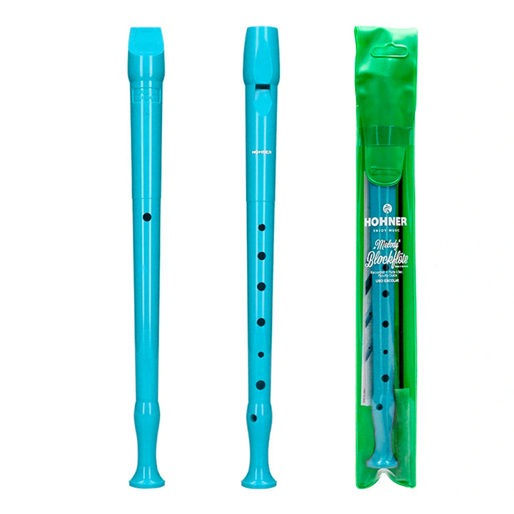 HOHNER Melody - Flauta Escolar Soprano Dulce con Funda y Varilla de Limpieza. Celeste