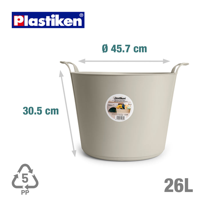 Plastiken Nature - Pack de Capazos Flexibles de 42L+26L Multiusos con Asas. Ecru