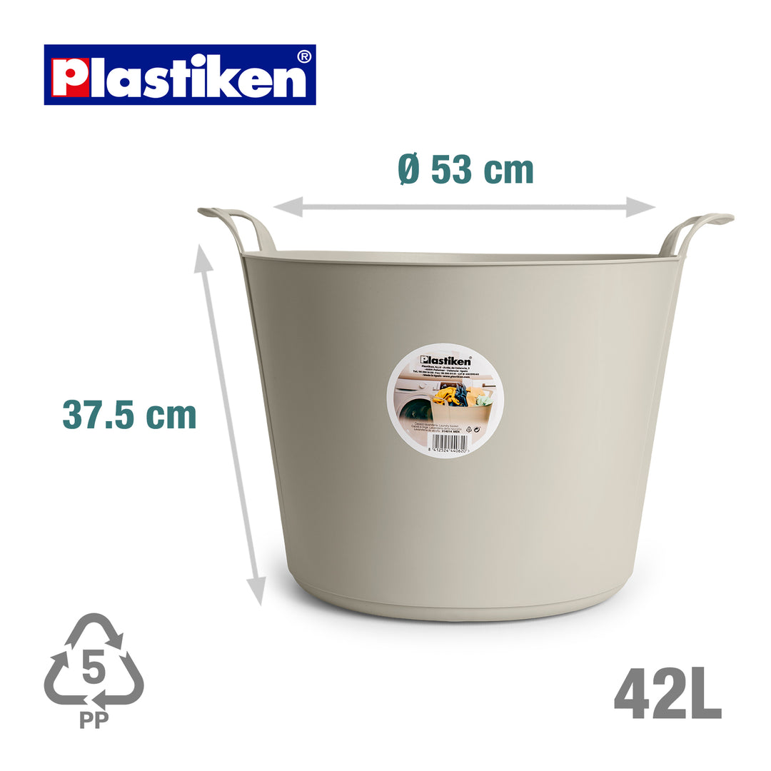 Plastiken Nature - Capazo Flexible de 42L Multiusos Redondo con Asas. Rosa