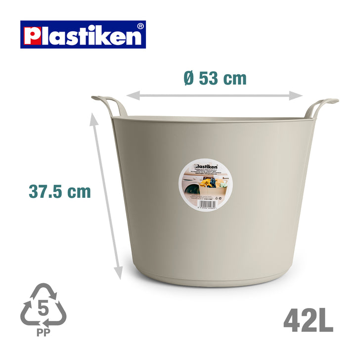 Plastiken Nature - Pack de Capazos Flexibles de 42L+26L Multiusos con Asas. Menta