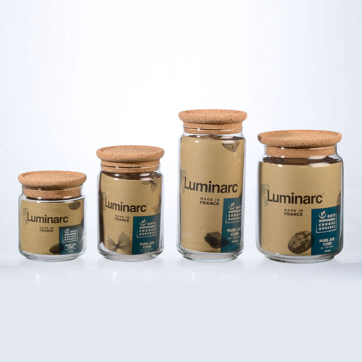 Luminarc Pure Jar - Bote Hermético Redondo de 0.75L en Vidrio con Tapa de Corcho